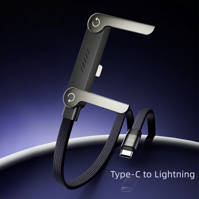 📱240W Braided Fast Charge Cable With Built-in Phone Stand