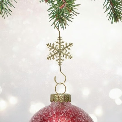 2025 Christmas Hot Sale4Christmas S-Hooks - Metal Hanging Hooks with Snowflake Charms for Ornaments, Garland (20pcs)