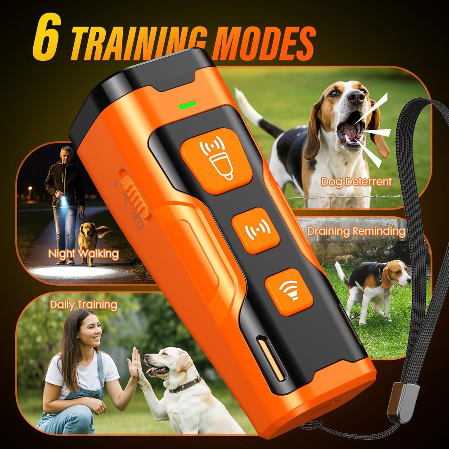 Dog Bark Deterrent Device- 3X Ultrasonic Anti Barking,6 Training Modes 23 FT Range–Barks No More Indoors Outdoors Behavior Correct Rechargeable,Compact,Safe, Humane Training for Dogs