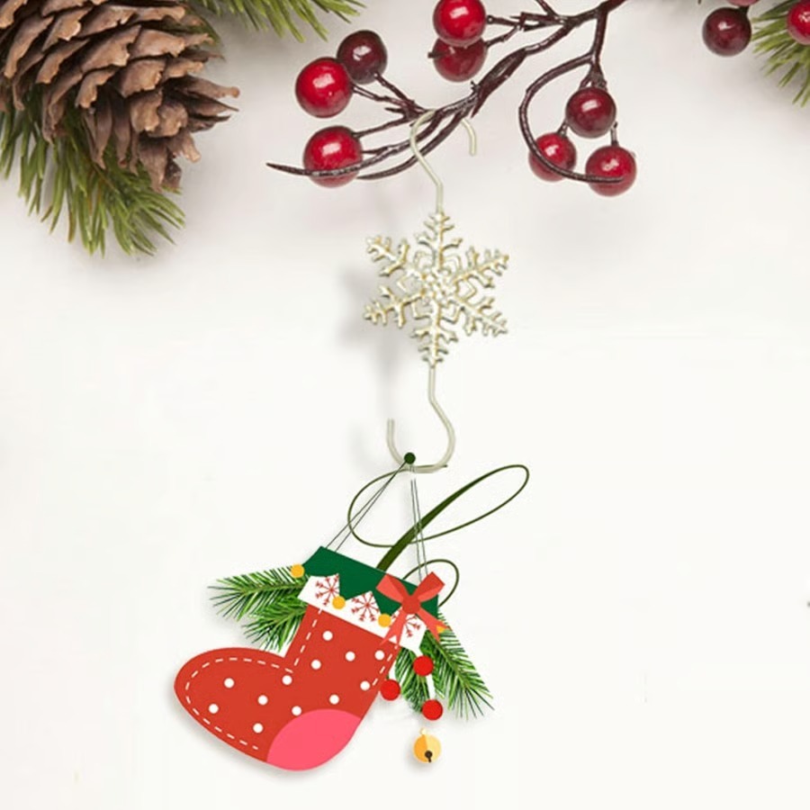 2025 Christmas Hot Sale4Christmas S-Hooks - Metal Hanging Hooks with Snowflake Charms for Ornaments, Garland (20pcs)