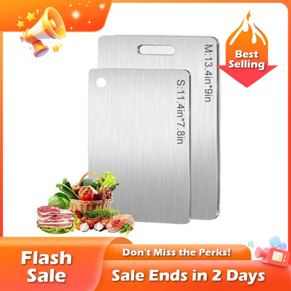 🏆Flash Sale⚡ 50K+ SOLD! Almost Gone-💥🎉🔥Stainless Steel Double Sided Chopping Board,Best Gifts