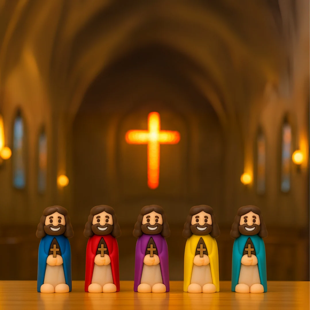 Little Jesus Figures — The cloaked figure clutching a cross