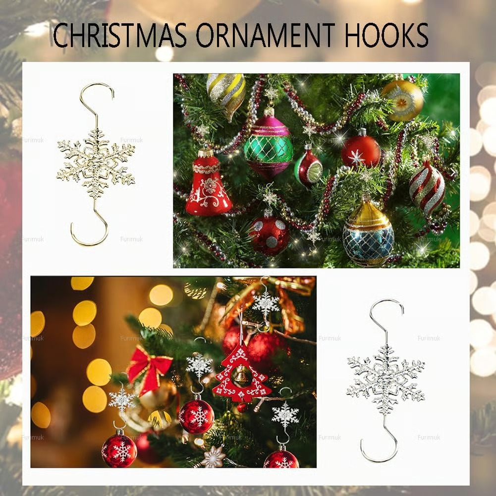 2025 Christmas Hot Sale4Christmas S-Hooks - Metal Hanging Hooks with Snowflake Charms for Ornaments, Garland (20pcs)