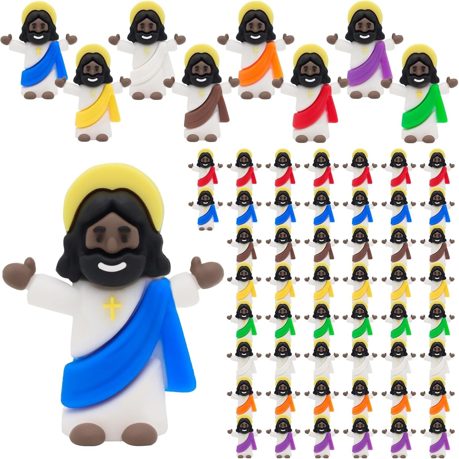 Black Little Tiny Jesus Mini Jesus Figurines in Bulk Original Design to Hide and Seek Religious Party Favors Baptism Gift for Easter Egg Stuffers Fillers