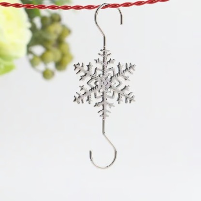2025 Christmas Hot Sale4Christmas S-Hooks - Metal Hanging Hooks with Snowflake Charms for Ornaments, Garland (20pcs)