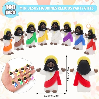 Black Little Tiny Jesus Mini Jesus Figurines in Bulk Original Design to Hide and Seek Religious Party Favors Baptism Gift for Easter Egg Stuffers Fillers