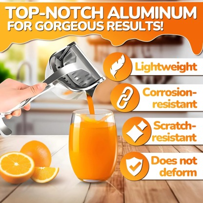 🍹Hand Juicer Squeezer - Aluminum Manual Press Juicer with Ergonomic Grip for Efficient Juice Extraction of Pomegranates Citrus & More, Durable Compact Easy to Use & Clean Manual Citrus Juicer.