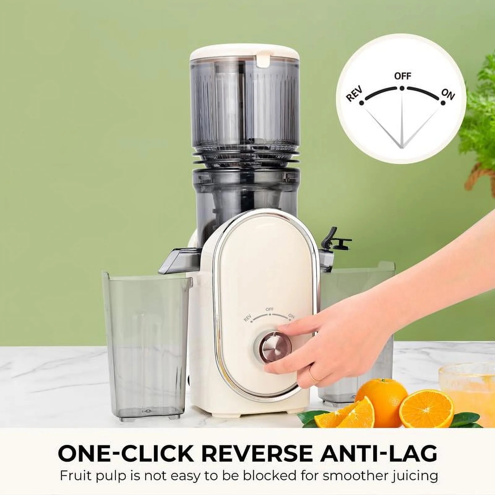 Cold Press Juicer, 300W, 5.3" Large Feed Chute, 1.5L Capacity, Automatic Feeding, High Yield, Easy to Clean, Ideal for Whole Fruits & Vegetables