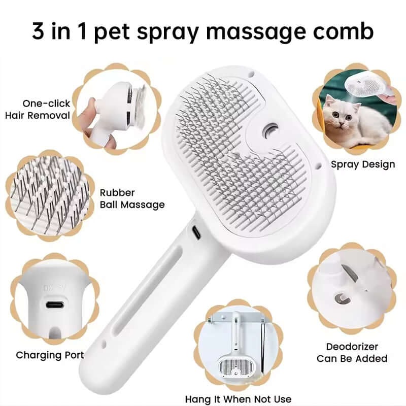 PET GROOMING COMB -COOL-MIST DESHEDDING BRUSH