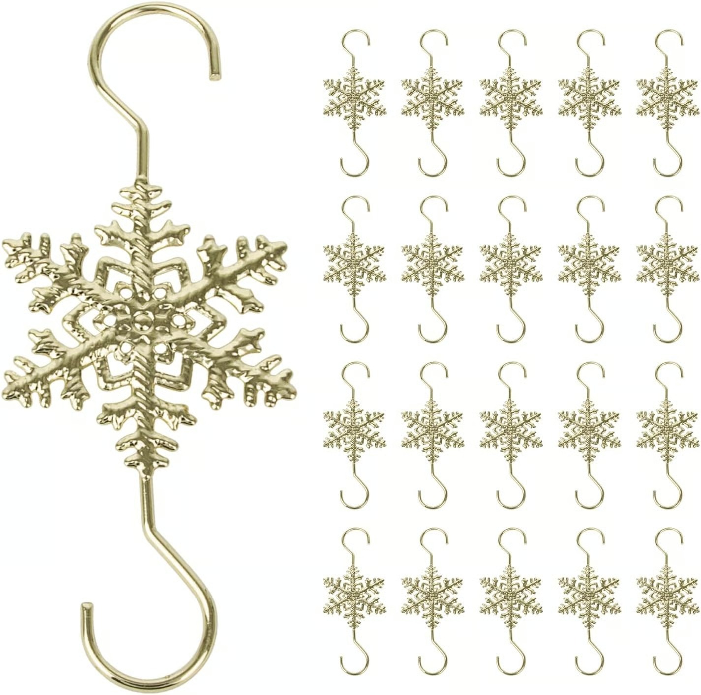 2025 Christmas Hot Sale4Christmas S-Hooks - Metal Hanging Hooks with Snowflake Charms for Ornaments, Garland (20pcs)