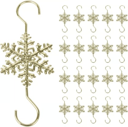 2025 Christmas Hot Sale4Christmas S-Hooks - Metal Hanging Hooks with Snowflake Charms for Ornaments, Garland (20pcs)