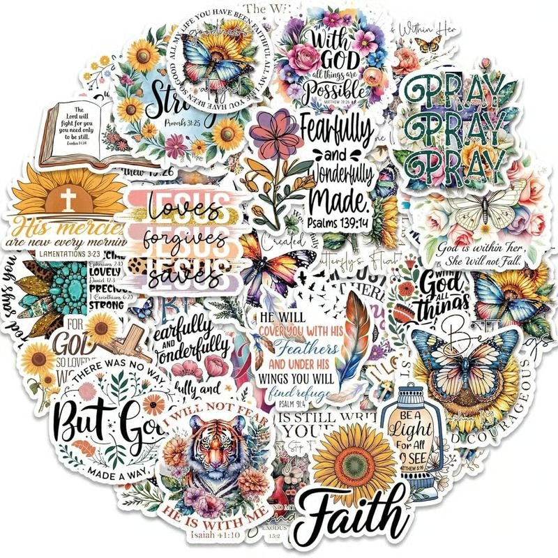 🎅 Christmas 49%OFF 🎄✝️Motivational & Faith Sticker Book – Inspirational Quotes, Bible Verse & Jesus Themed Stickers for Scrapbooking, Journaling & DIY Crafts