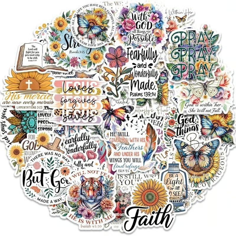 🎅 Christmas 49%OFF 🎄✝️Motivational & Faith Sticker Book – Inspirational Quotes, Bible Verse & Jesus Themed Stickers for Scrapbooking, Journaling & DIY Crafts