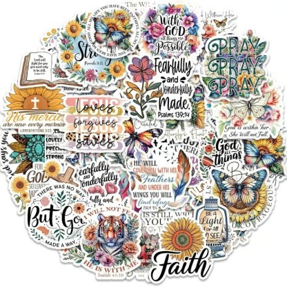 🎅 Christmas 49%OFF 🎄✝️Motivational & Faith Sticker Book – Inspirational Quotes, Bible Verse & Jesus Themed Stickers for Scrapbooking, Journaling & DIY Crafts