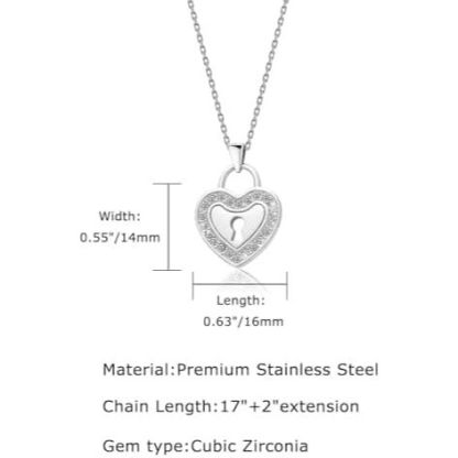 Women's Silver Heart Lock Necklace