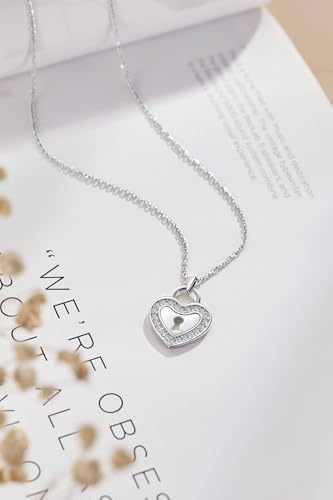 Women's Silver Heart Lock Necklace