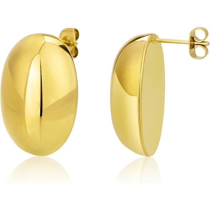Women's gold-plated round earrings
