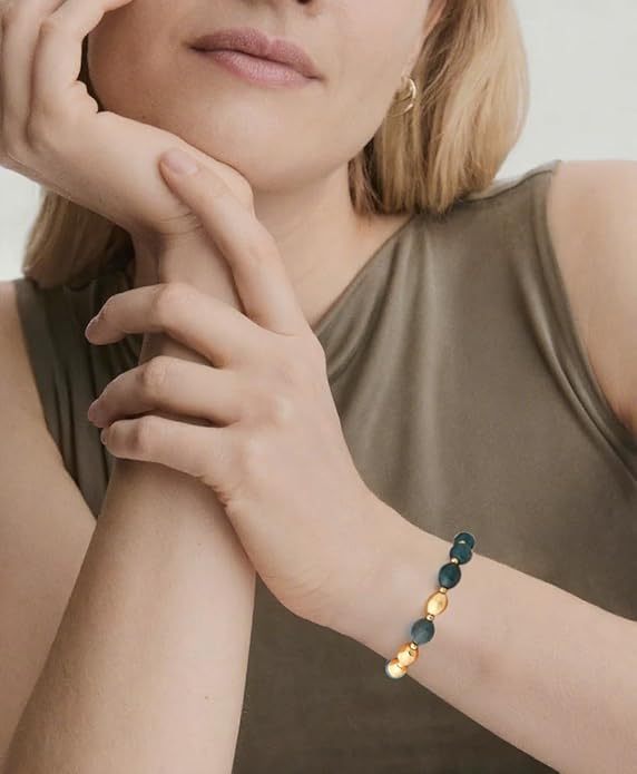 Women's Oval Gemstone Beaded Bracelet