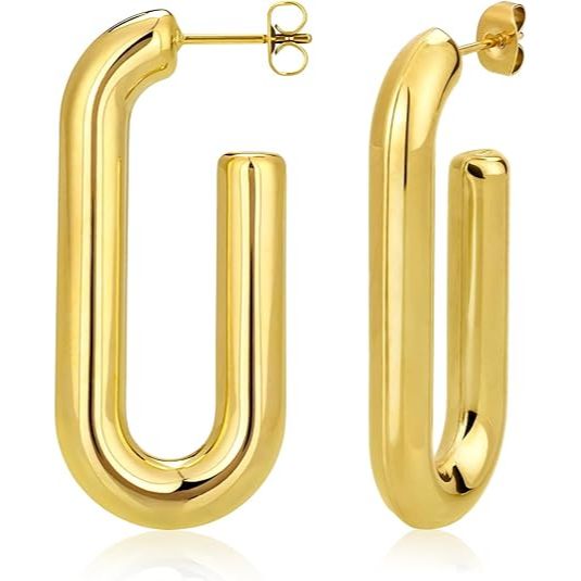 Women's 14K Gold-Plated Oval Earrings