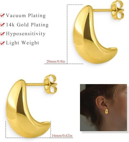 2 Pairs of Women's 14K Gold-Plated and Silver Half-Moon Earrings