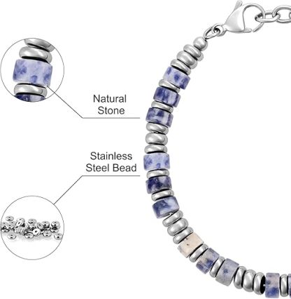 Men's Beaded Stainless Steel Bracelet