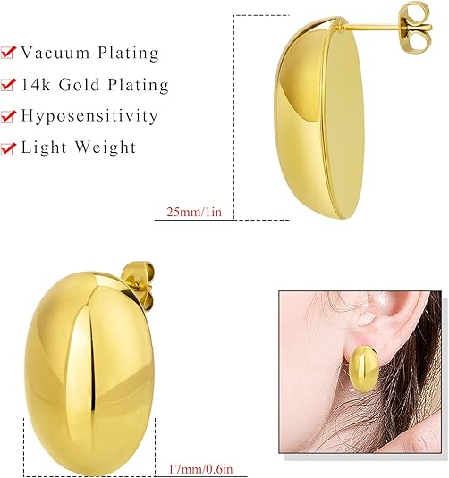 Women's gold-plated round earrings