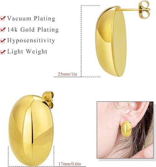 Women's gold-plated round earrings