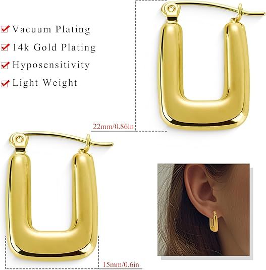 2 pairs of women's 14K gold-plated and silver U-shaped earrings