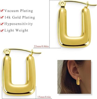 2 pairs of women's 14K gold-plated and silver U-shaped earrings