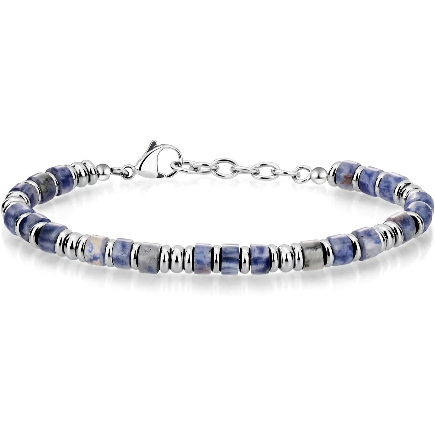 Men's Beaded Stainless Steel Bracelet
