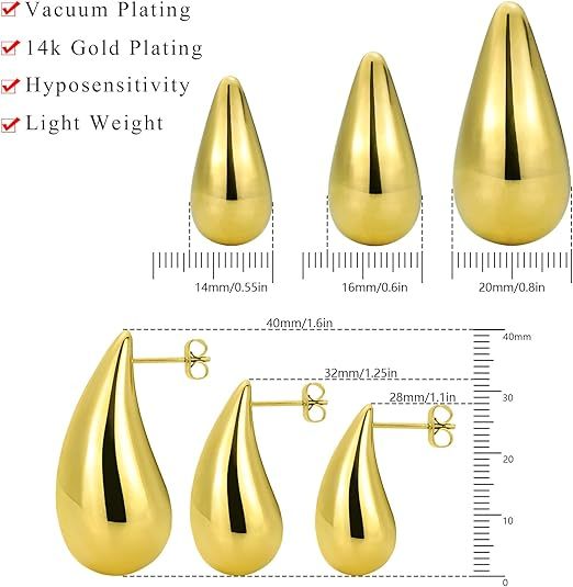 2 pairs of women's 14K teardrop earrings
