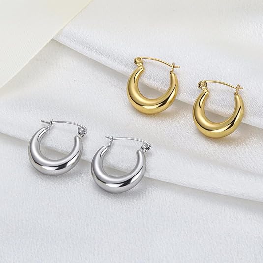 2 pairs of women's 14K gold-plated and silver hoop earrings