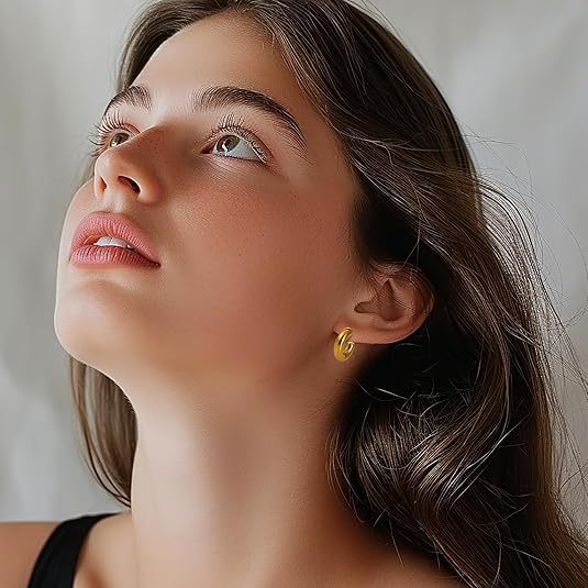 2 pairs of 14K gold and silver hoop earrings for women