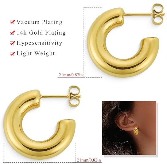 2 pairs of 14K gold and silver hoop earrings for women