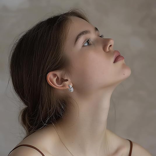 2 pairs of 14K gold and silver hoop earrings for women