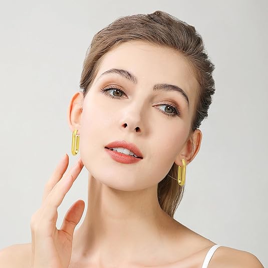 Women's 14K Gold-Plated Oval Earrings