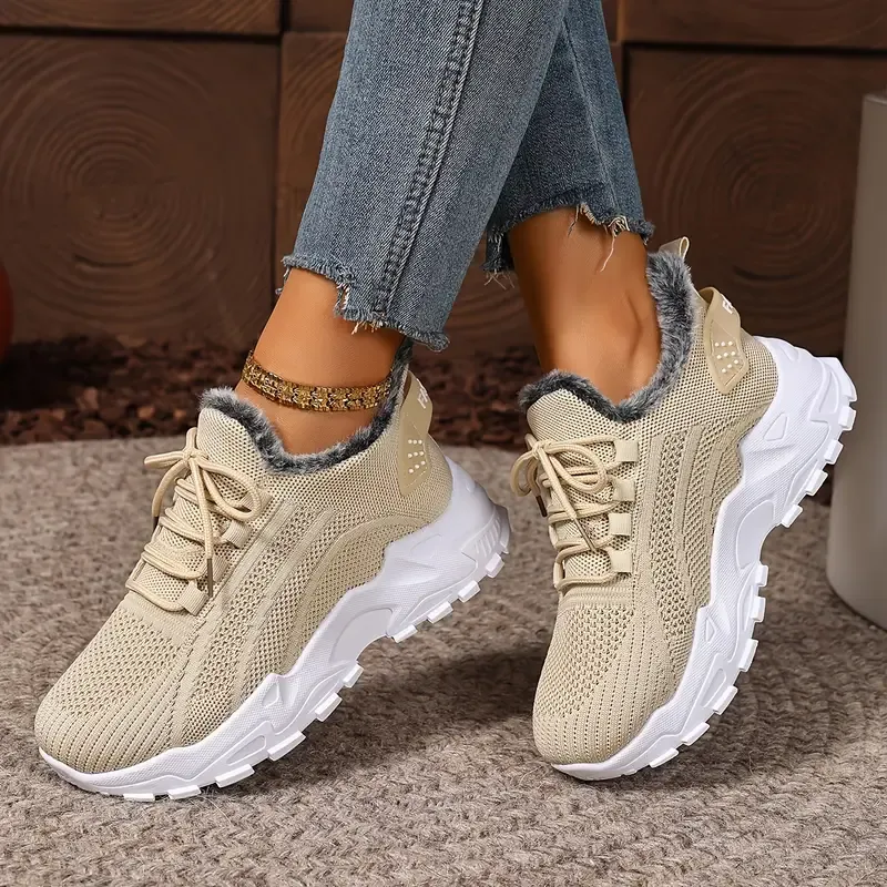 Women's plush cotton sneakers