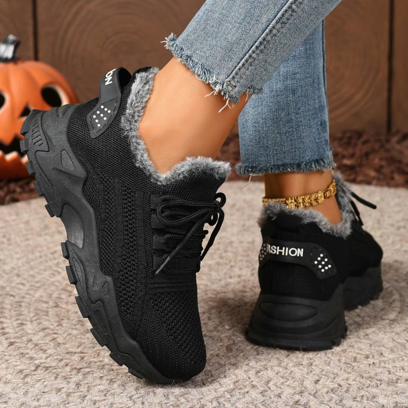 Women's plush cotton sneakers