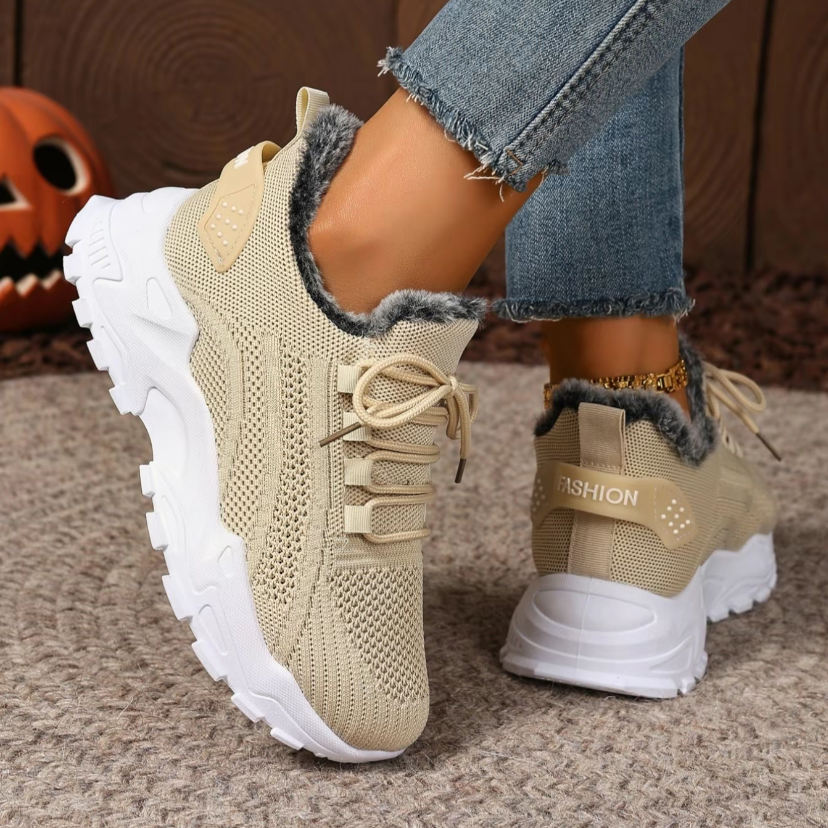 Women's plush cotton sneakers