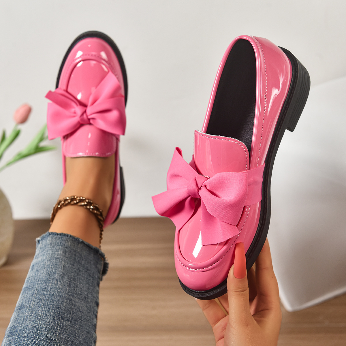 Women's anti-slip round toe slip-on loafers