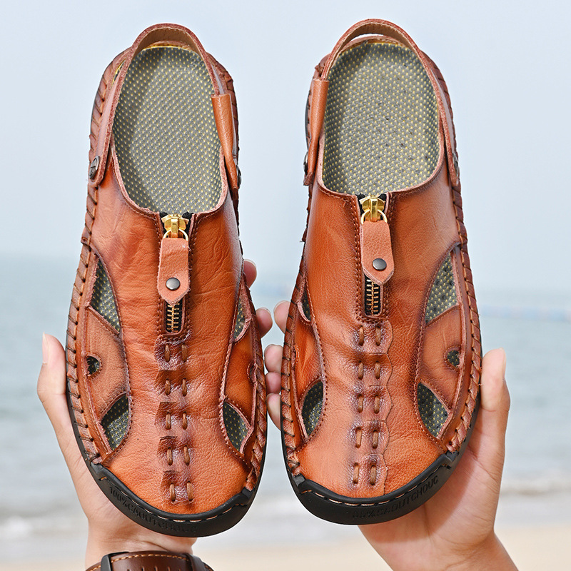 🔥Season promotion 69%OFF - 💥Large Size Soft Leather Men's Breathable Outdoor Sandals