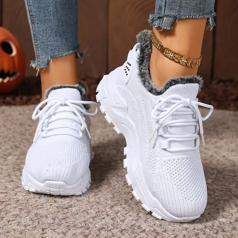 Women's plush cotton sneakers