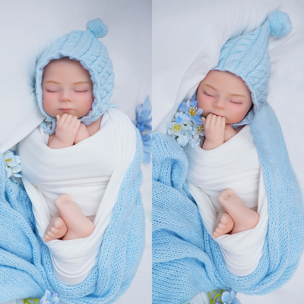 40cm/16inch Soft Silicone Elastic Closed Eyes Reborn Baby Girl Doll