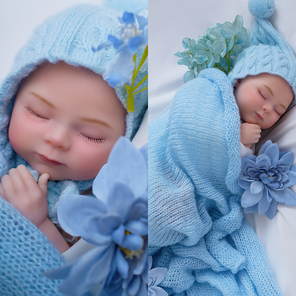 40cm/16inch Soft Silicone Elastic Closed Eyes Reborn Baby Girl Doll