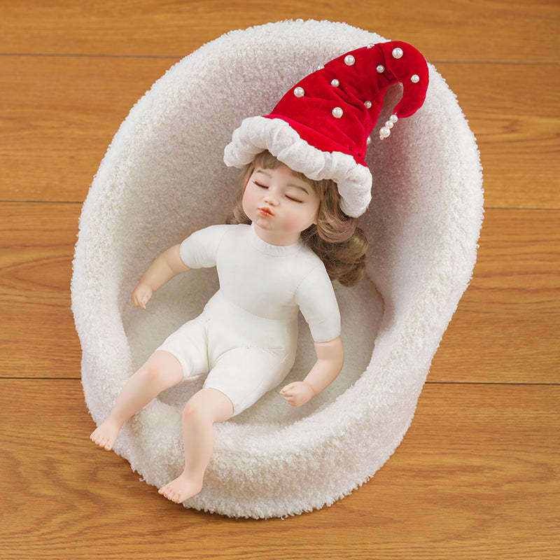 Berrykiss-36cm/14inch Adorable Realistic Porcelain Baby Doll with Santa Hat