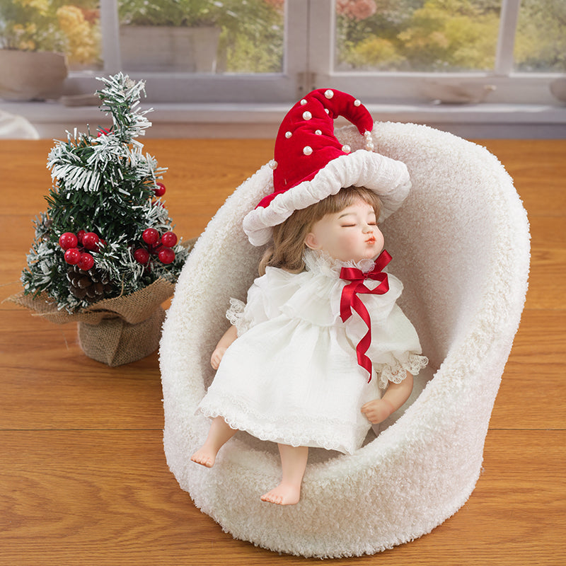 Berrykiss-36cm/14inch Adorable Realistic Porcelain Baby Doll with Santa Hat