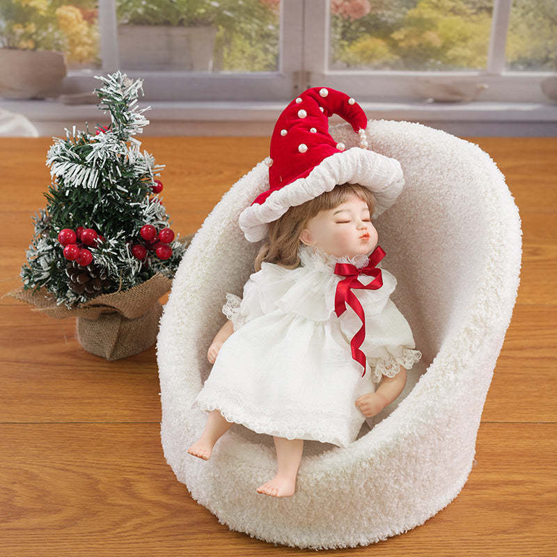 Berrykiss-36cm/14inch Adorable Realistic Porcelain Baby Doll with Santa Hat