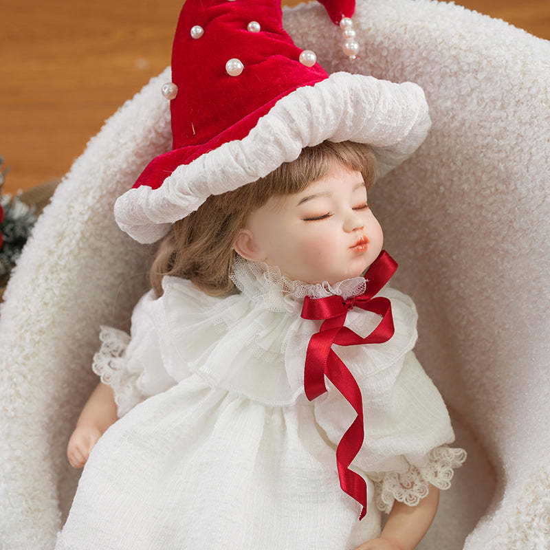 Berrykiss-36cm/14inch Adorable Realistic Porcelain Baby Doll with Santa Hat