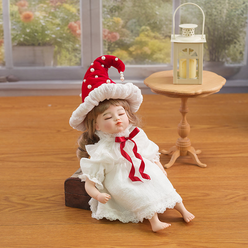 Berrykiss-36cm/14inch Adorable Realistic Porcelain Baby Doll with Santa Hat