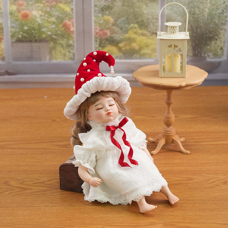 Berrykiss-36cm/14inch Adorable Realistic Porcelain Baby Doll with Santa Hat